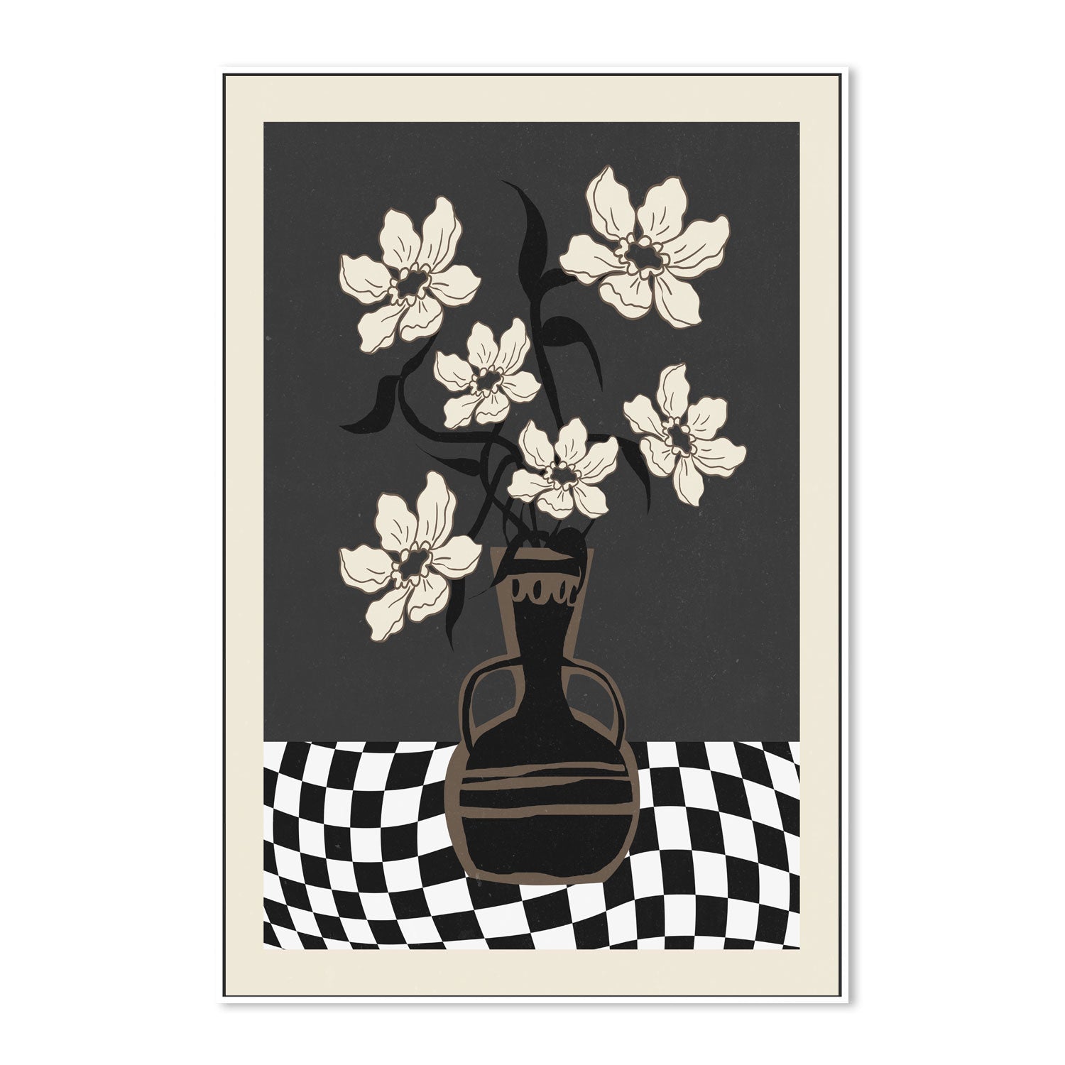 wall-art-print-canvas-poster-framed-Checker Floral, Style C , By Nina Blue-5