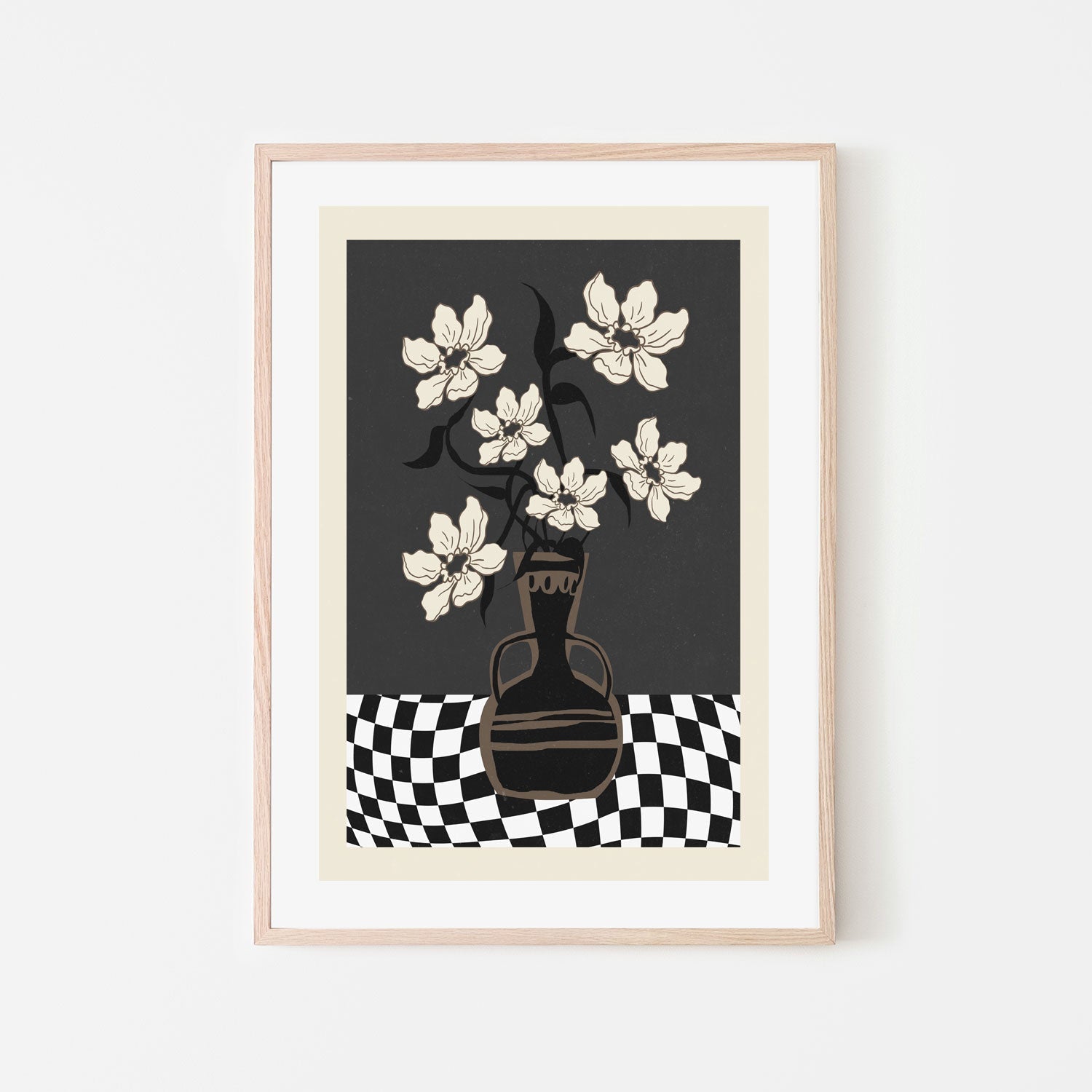 wall-art-print-canvas-poster-framed-Checker Floral, Style C , By Nina Blue-6