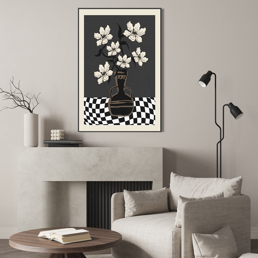 wall-art-print-canvas-poster-framed-Checker Floral, Style C , By Nina Blue-7