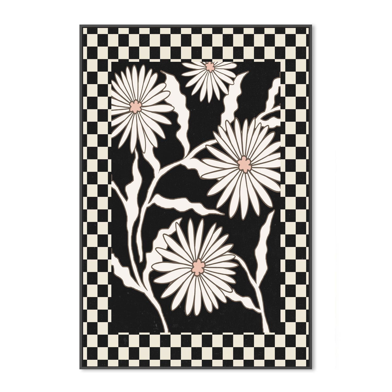 wall-art-print-canvas-poster-framed-Checker Floral, Style D , By Nina Blue-3