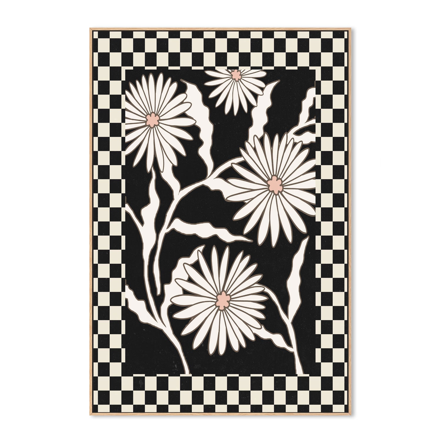 wall-art-print-canvas-poster-framed-Checker Floral, Style D , By Nina Blue-4