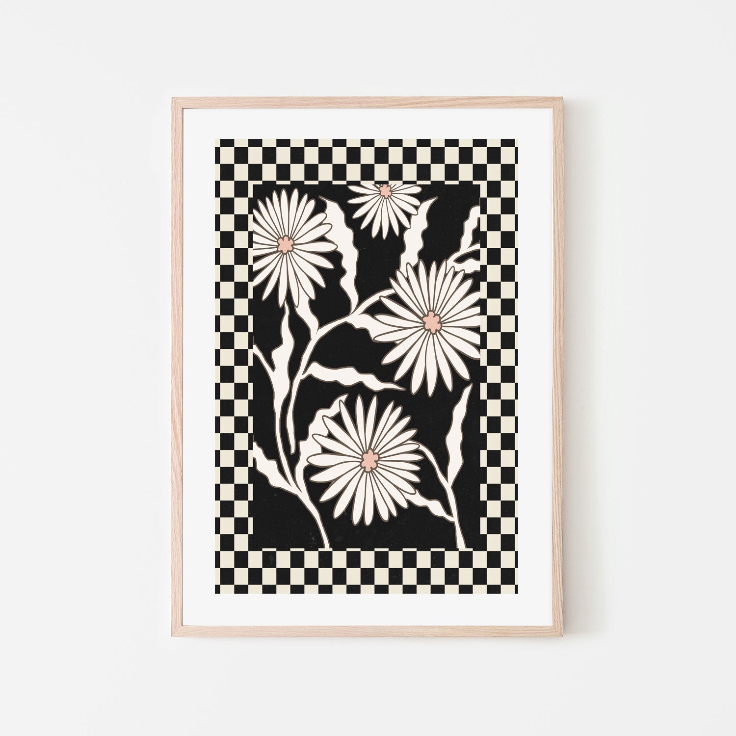 wall-art-print-canvas-poster-framed-Checker Floral, Style D , By Nina Blue-6