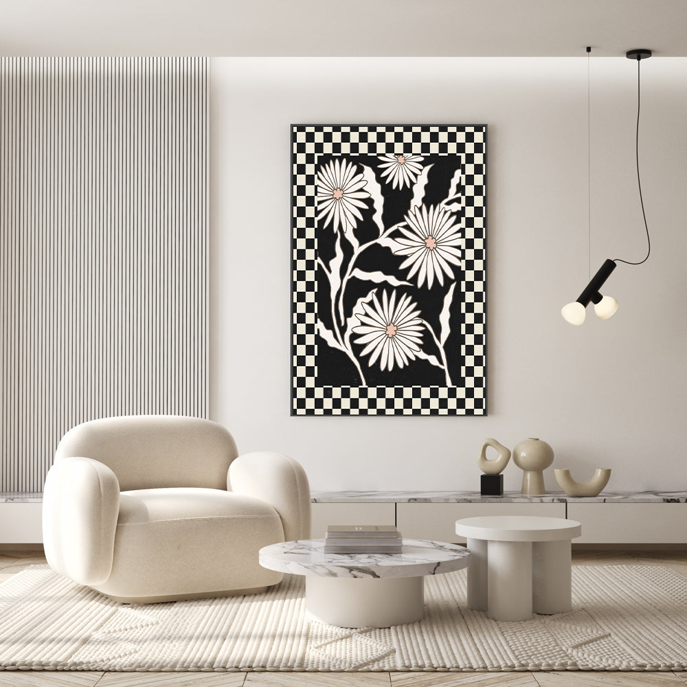 wall-art-print-canvas-poster-framed-Checker Floral, Style D , By Nina Blue-7