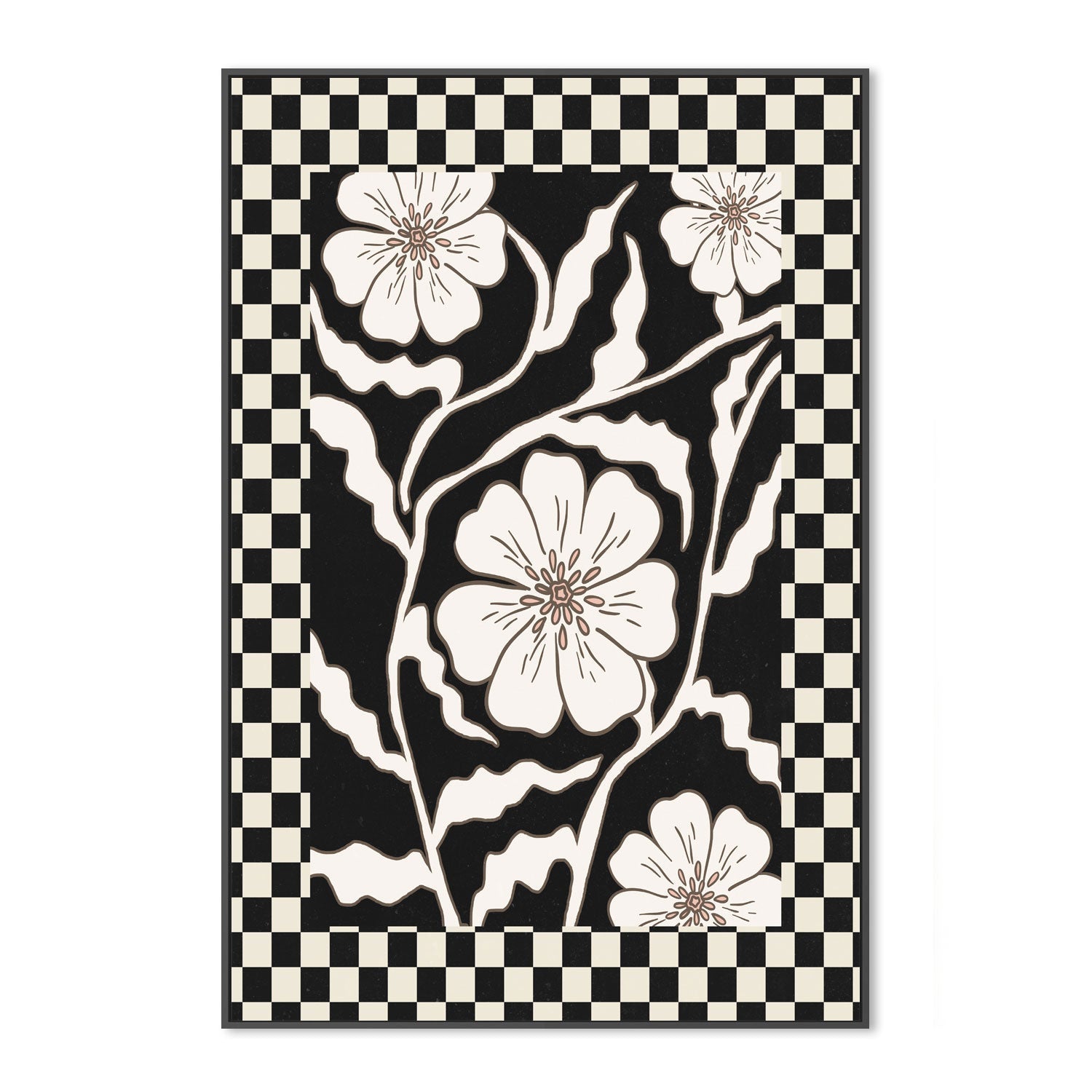 wall-art-print-canvas-poster-framed-Checker Floral, Style E , By Nina Blue-3