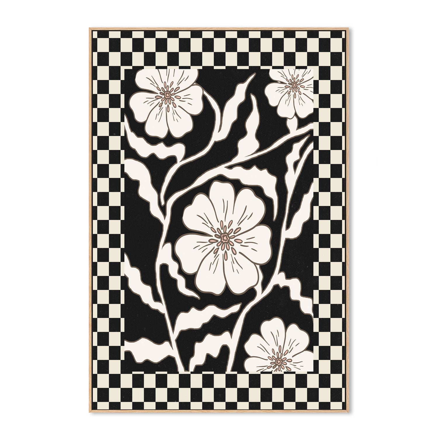 wall-art-print-canvas-poster-framed-Checker Floral, Style E , By Nina Blue-4