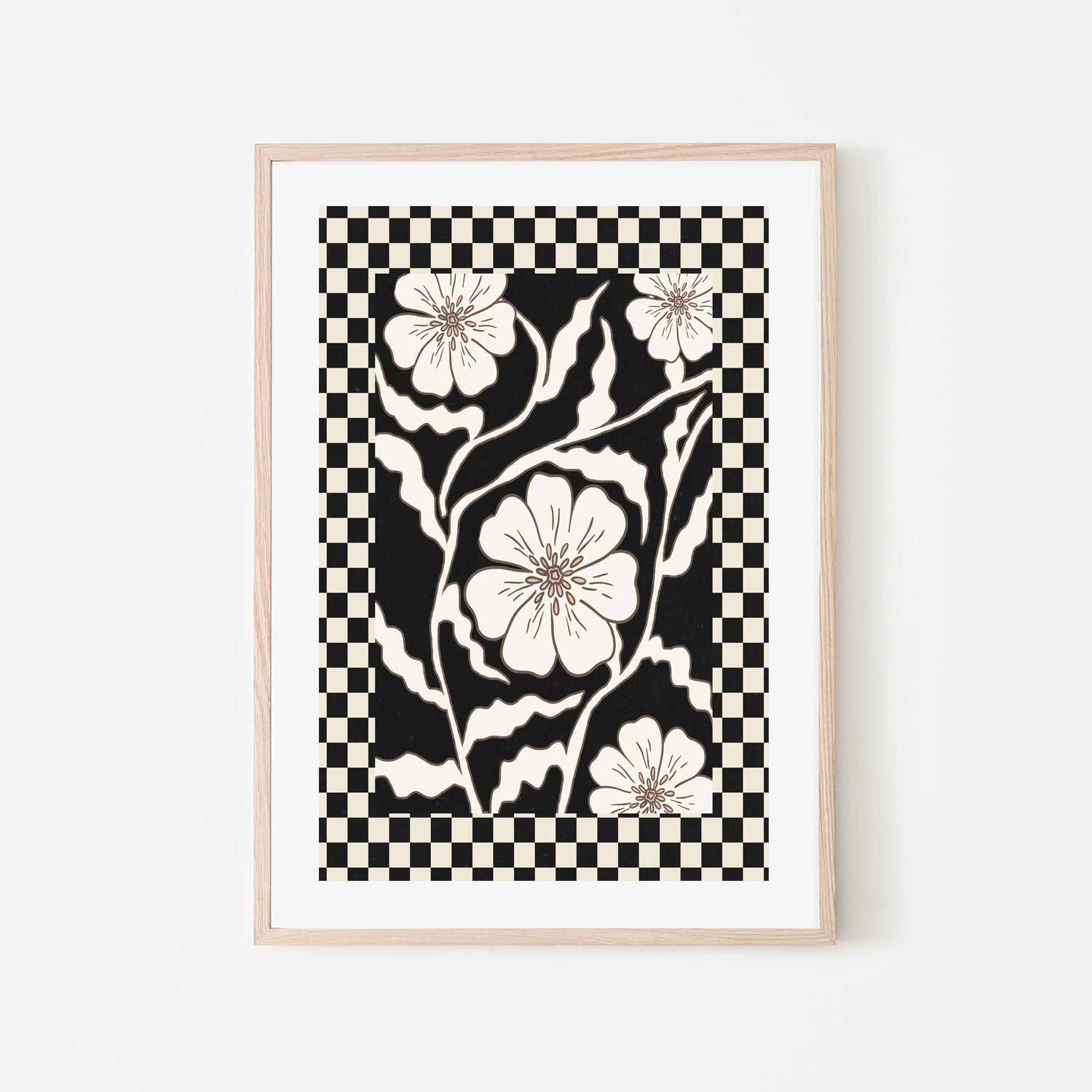 wall-art-print-canvas-poster-framed-Checker Floral, Style E , By Nina Blue-6