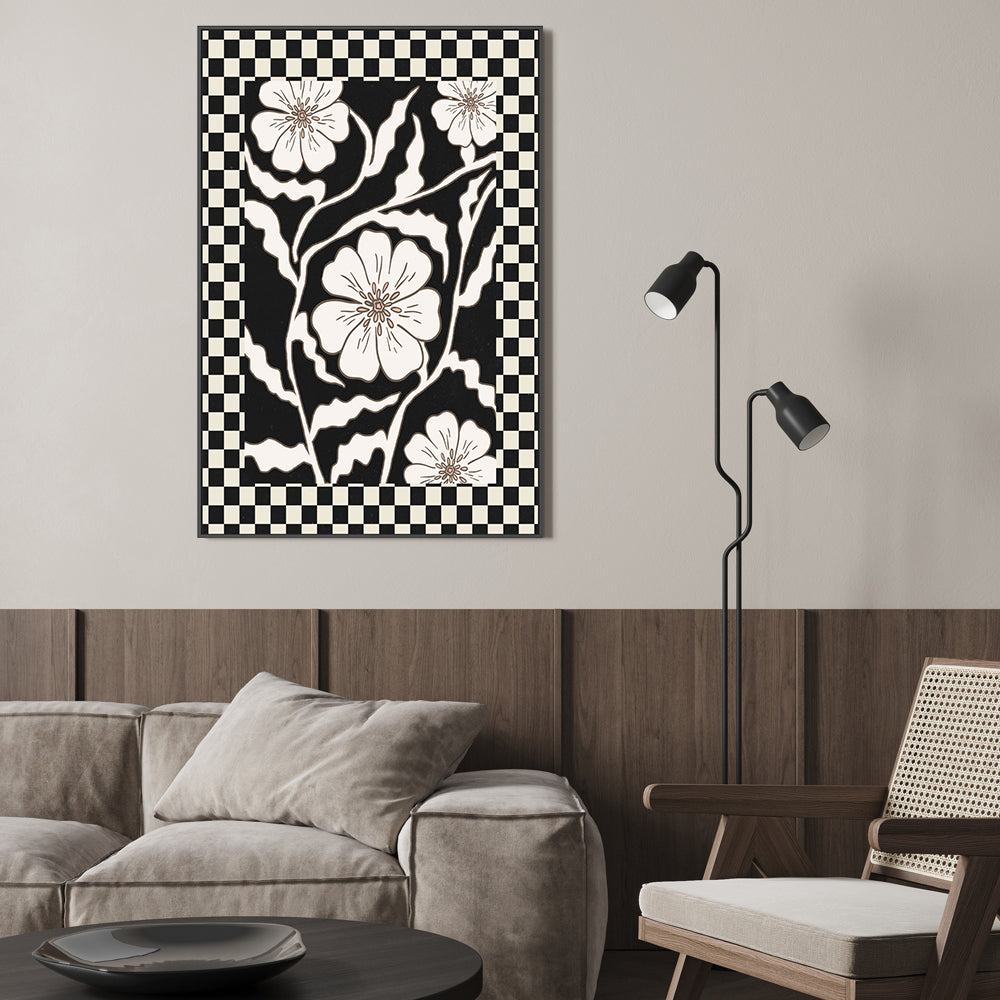 wall-art-print-canvas-poster-framed-Checker Floral, Style E , By Nina Blue-7