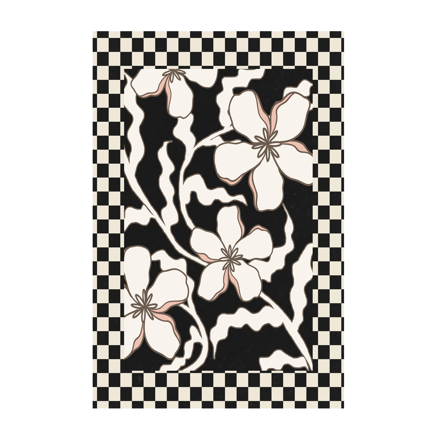 wall-art-print-canvas-poster-framed-Checker Floral, Style F , By Nina Blue-1