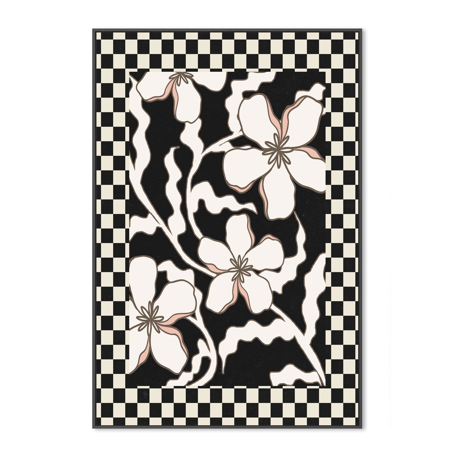 wall-art-print-canvas-poster-framed-Checker Floral, Style F , By Nina Blue-3