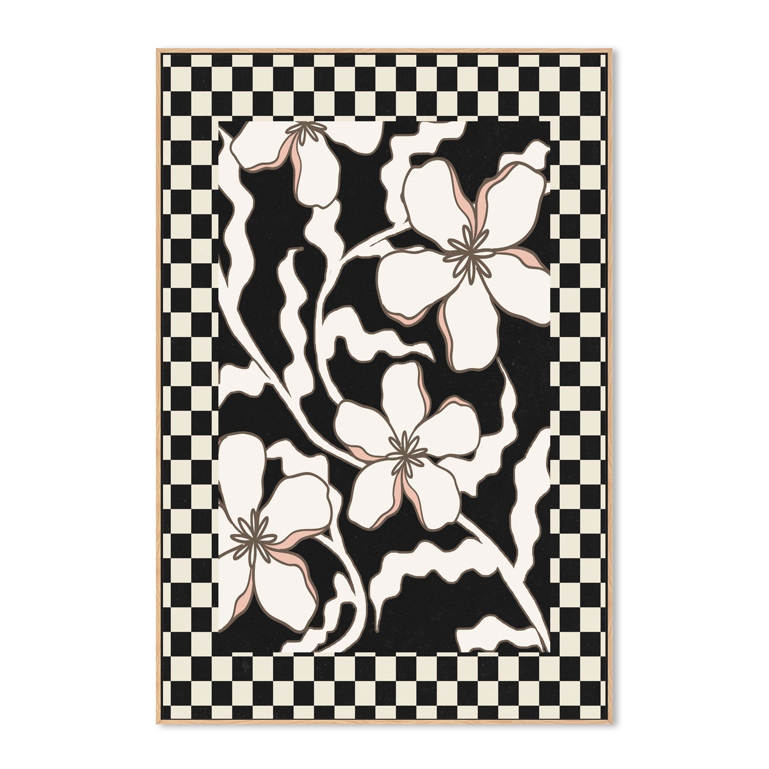 wall-art-print-canvas-poster-framed-Checker Floral, Style F , By Nina Blue-4