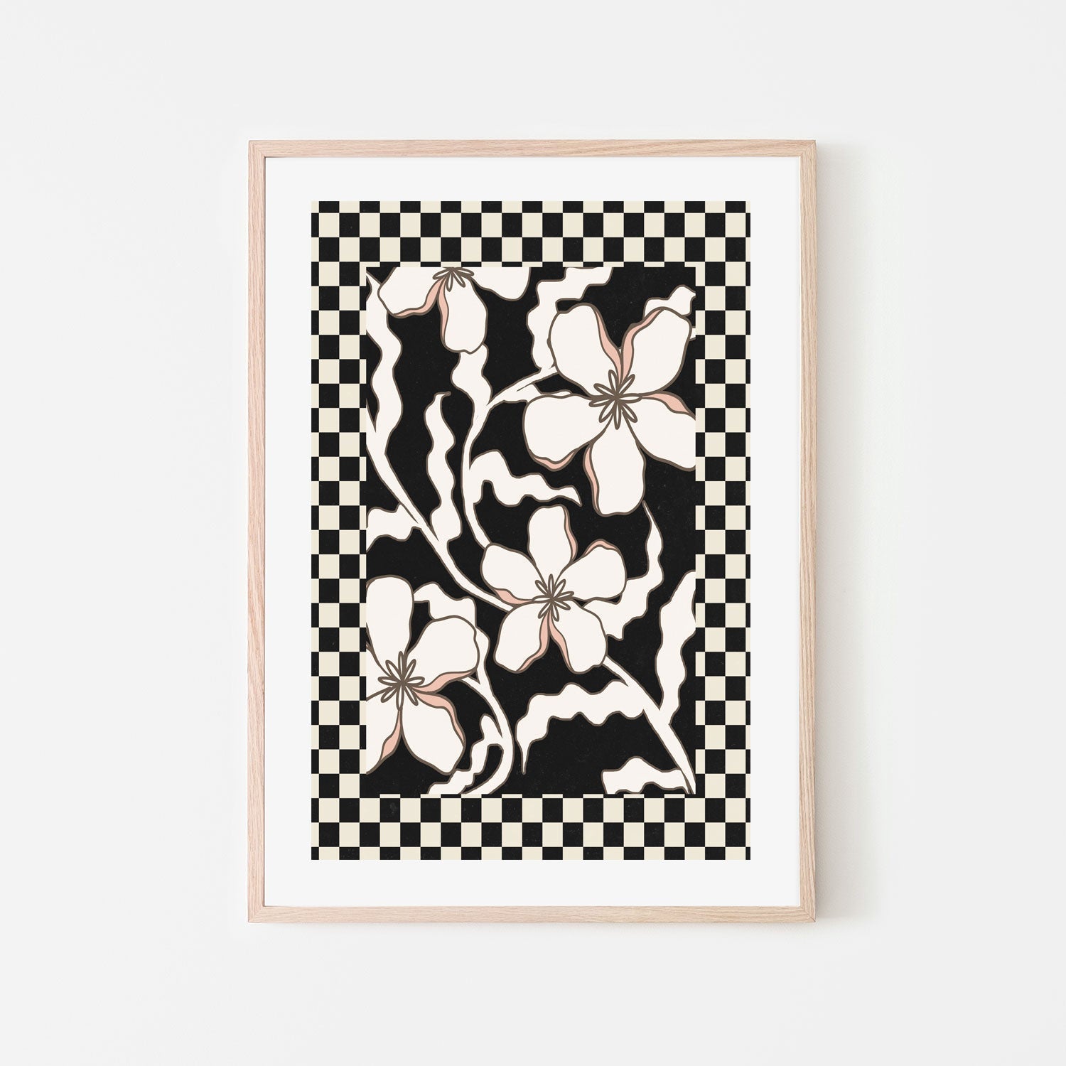 wall-art-print-canvas-poster-framed-Checker Floral, Style F , By Nina Blue-6