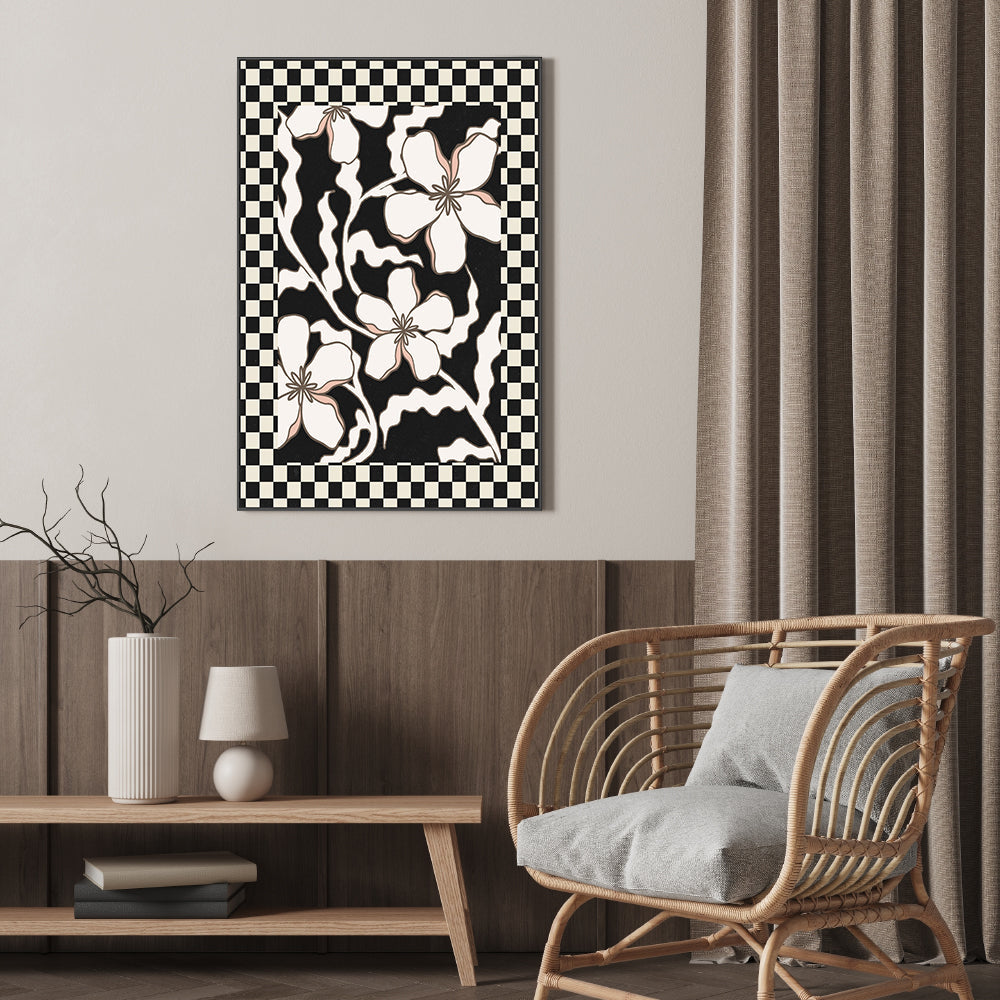 wall-art-print-canvas-poster-framed-Checker Floral, Style F , By Nina Blue-7