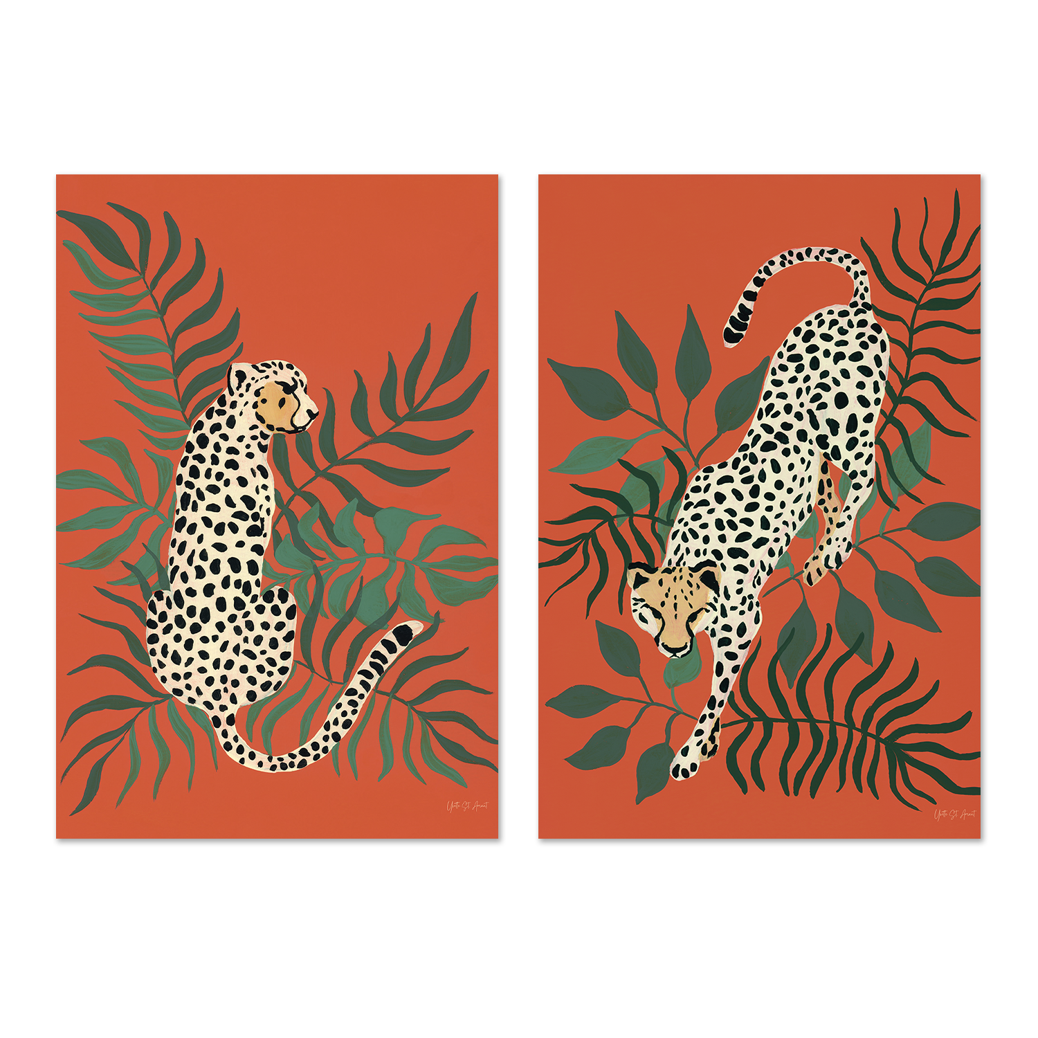 wall-art-print-canvas-poster-framed-Cheetah, Style A & B, Set of 2 , By Yvette St. Amant-1