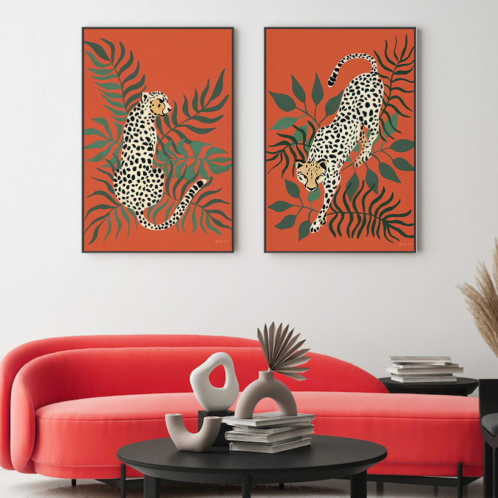 wall-art-print-canvas-poster-framed-Cheetah, Style A & B, Set of 2 , By Yvette St. Amant-2