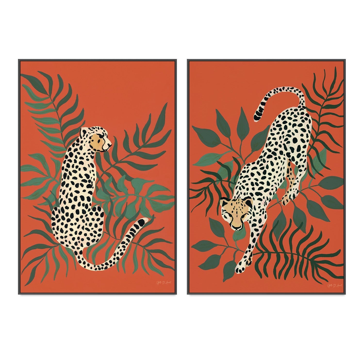 wall-art-print-canvas-poster-framed-Cheetah, Style A & B, Set of 2 , By Yvette St. Amant-3