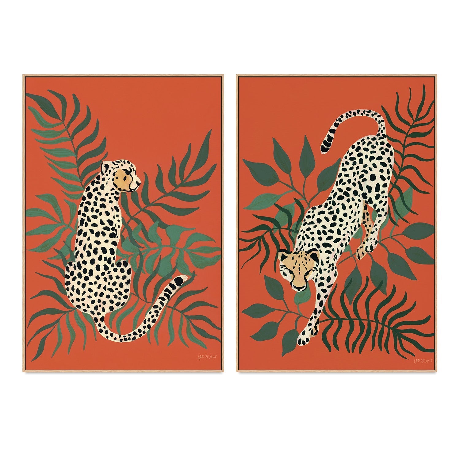 wall-art-print-canvas-poster-framed-Cheetah, Style A & B, Set of 2 , By Yvette St. Amant-4