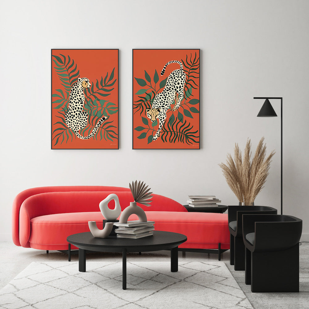 wall-art-print-canvas-poster-framed-Cheetah, Style A & B, Set of 2 , By Yvette St. Amant-7