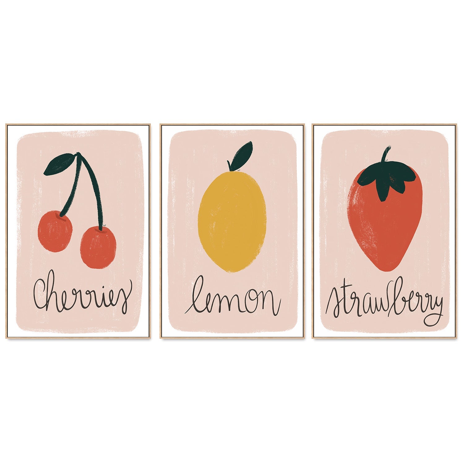 wall-art-print-canvas-poster-framed-Cherries, Lemon and strawberry, Set Of 3 , By Menina Lisboa-4