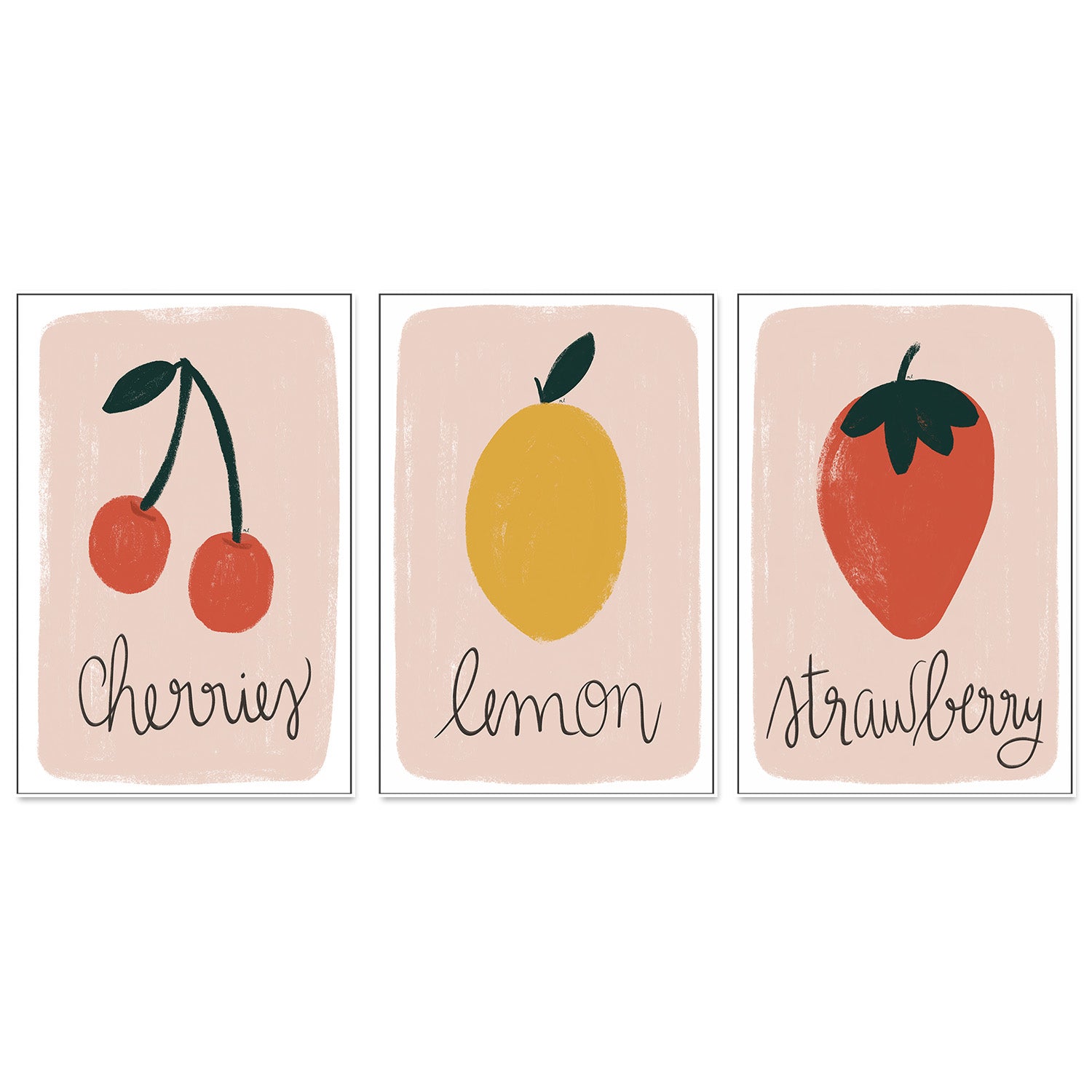 wall-art-print-canvas-poster-framed-Cherries, Lemon and strawberry, Set Of 3 , By Menina Lisboa-5