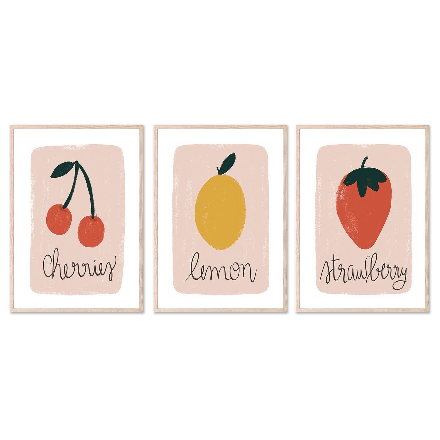 wall-art-print-canvas-poster-framed-Cherries, Lemon and strawberry, Set Of 3 , By Menina Lisboa-6