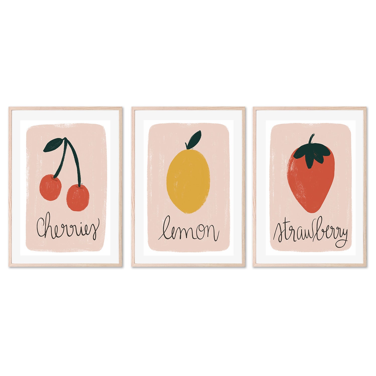 wall-art-print-canvas-poster-framed-Cherries, Lemon and strawberry, Set Of 3 , By Menina Lisboa-7