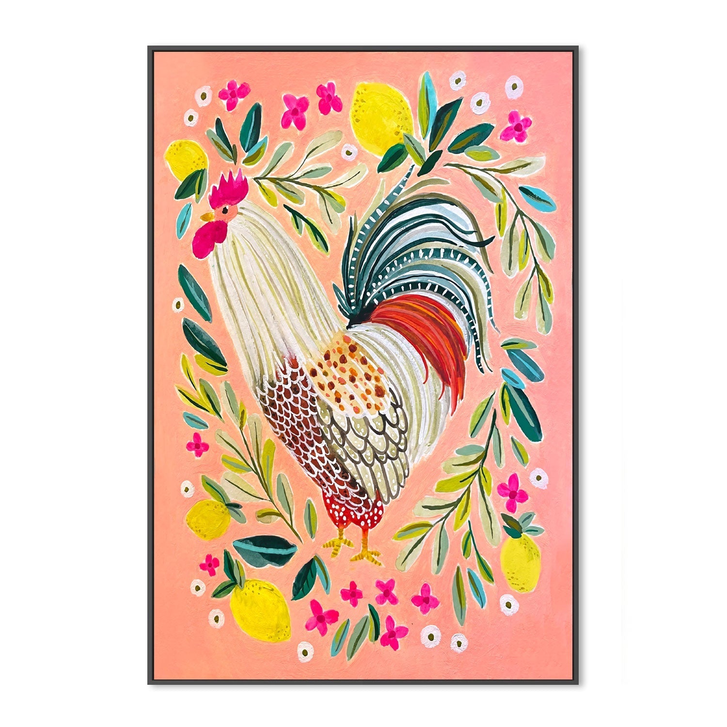 wall-art-print-canvas-poster-framed-Chicken On Pink , By Kelly Angelovic-3