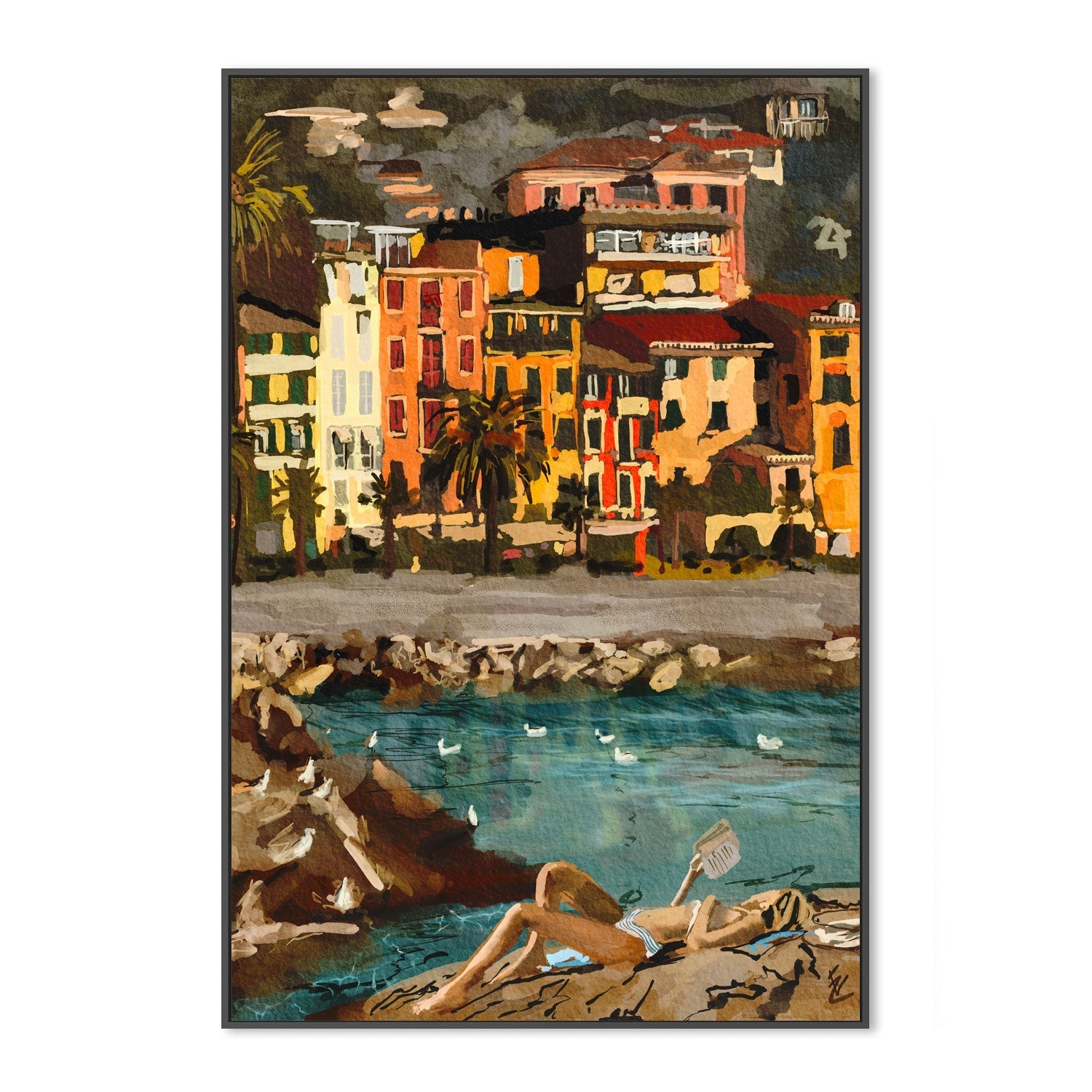 wall-art-print-canvas-poster-framed-Cinque Terre Beach Time , By Ekaterina Zagorska-3