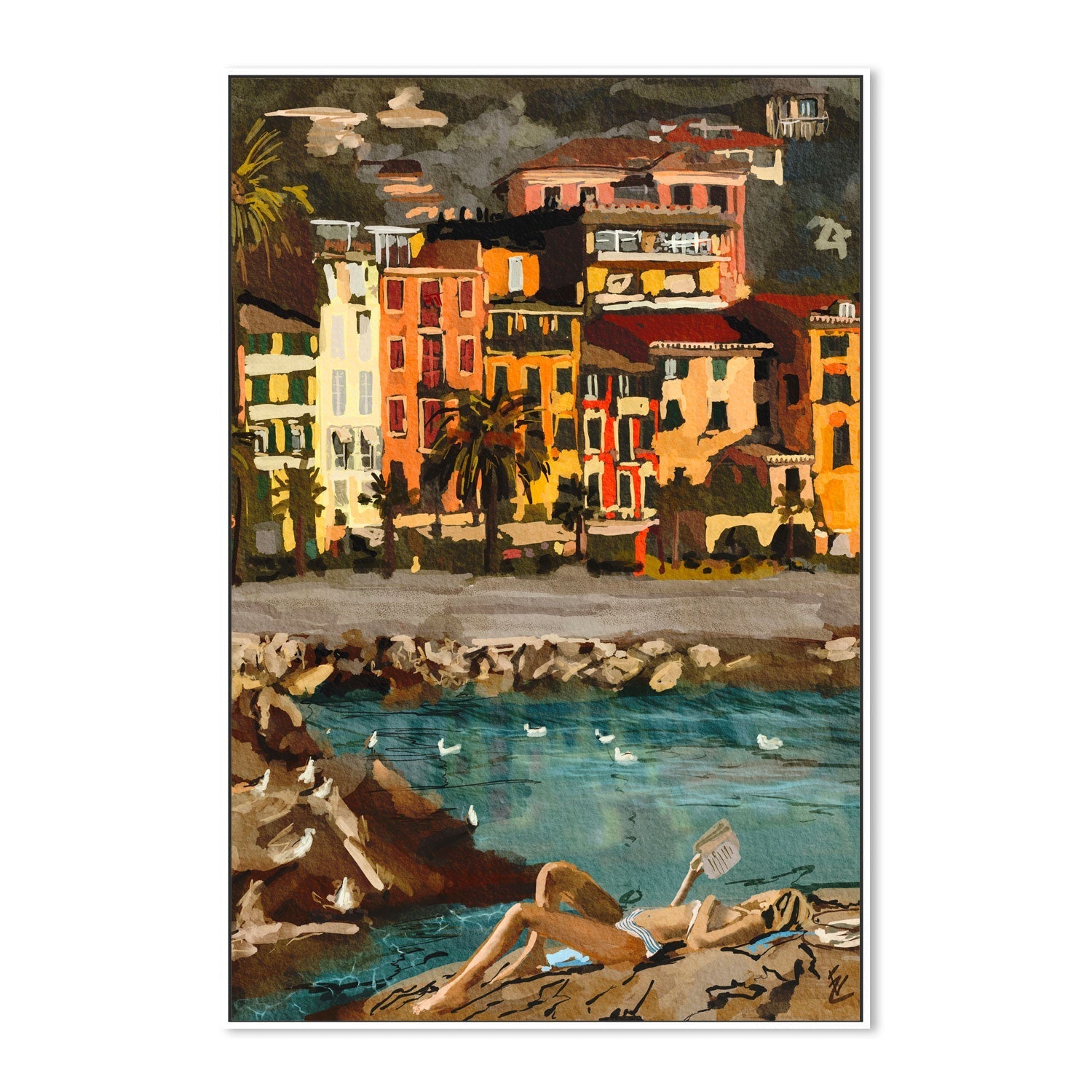 wall-art-print-canvas-poster-framed-Cinque Terre Beach Time , By Ekaterina Zagorska-5