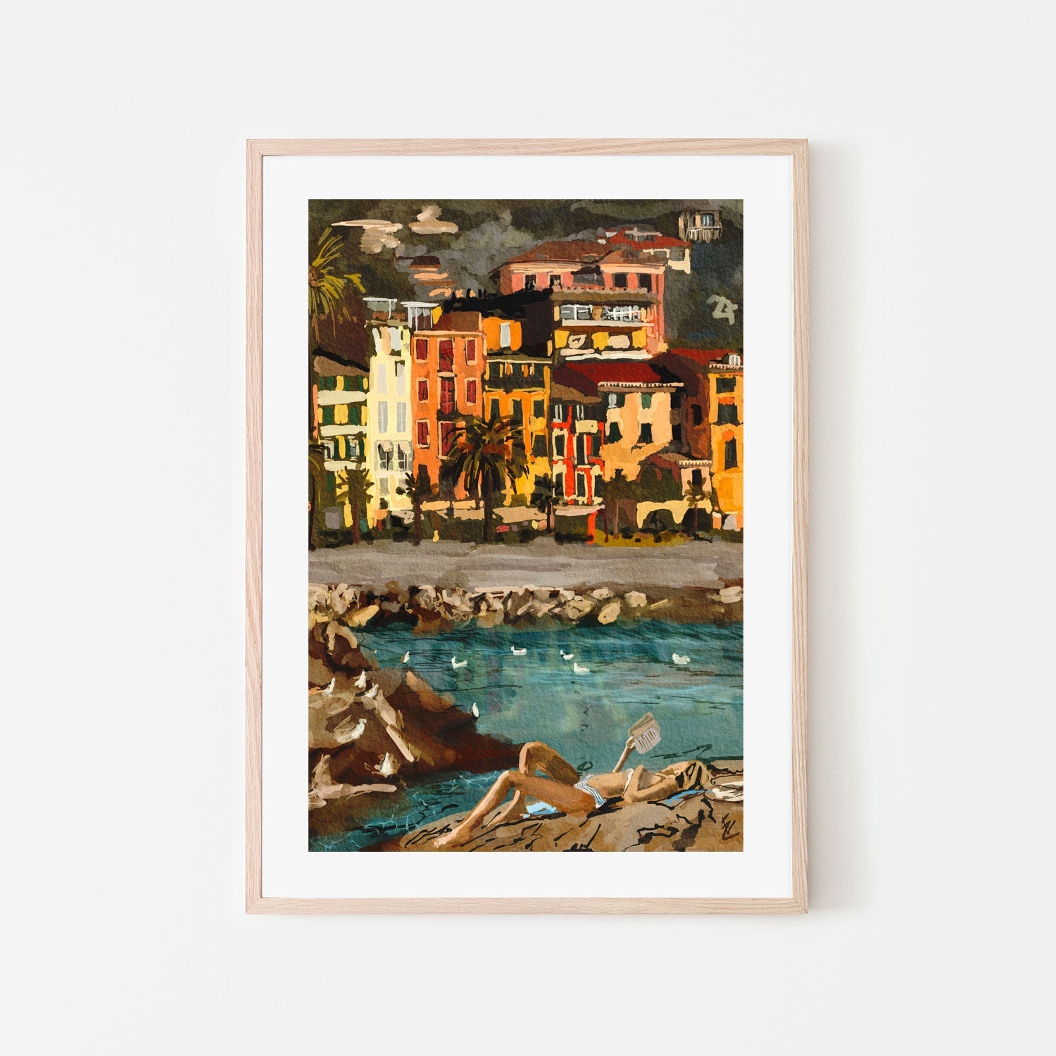 wall-art-print-canvas-poster-framed-Cinque Terre Beach Time , By Ekaterina Zagorska-6