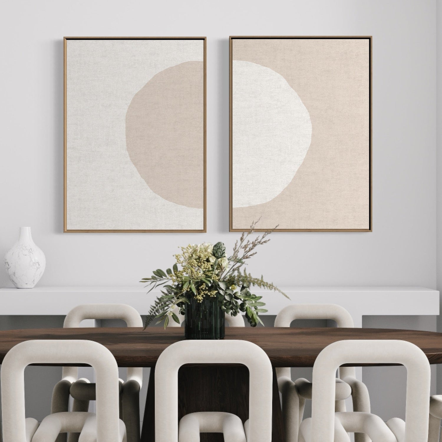 wall-art-print-canvas-poster-framed-Circle Pair Blush, Set of 2-by-Dear Musketeer Studio-Gioia Wall Art