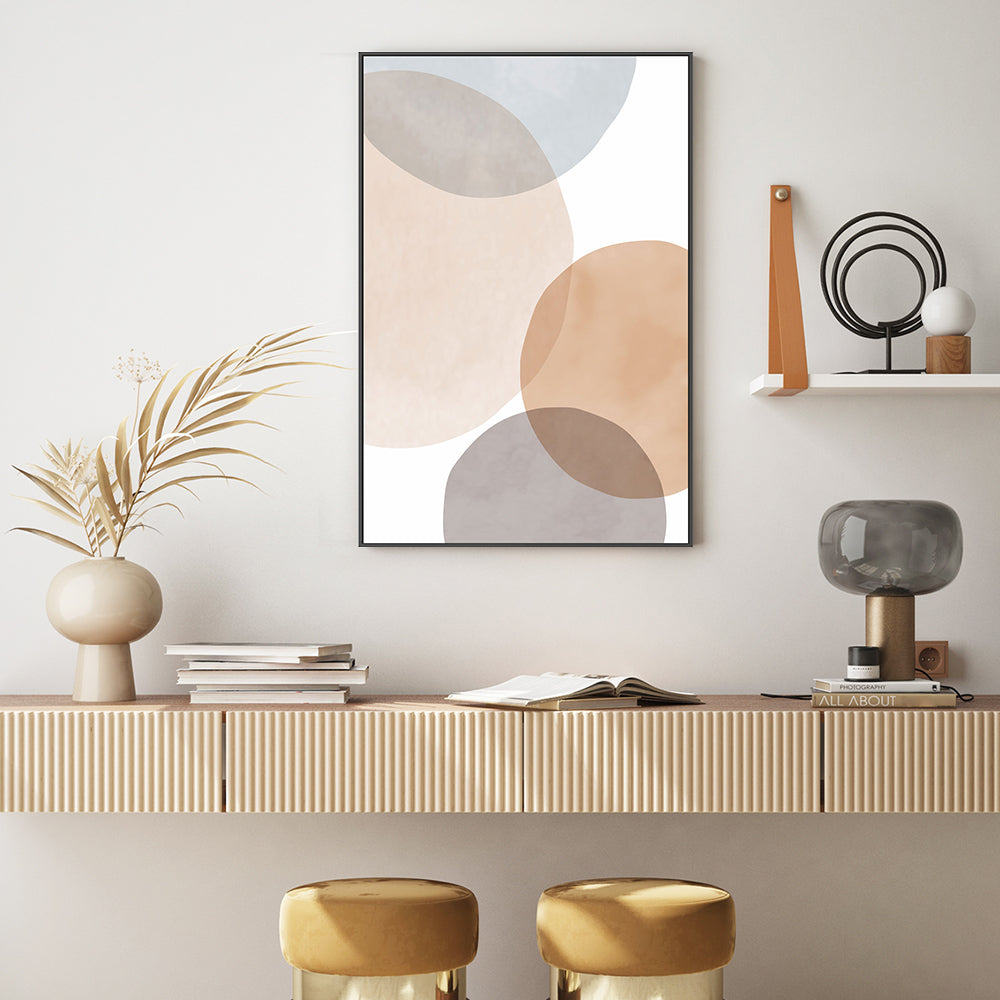 wall-art-print-canvas-poster-framed-Circles Beige-by-Dear Musketeer Studio-Gioia Wall Art