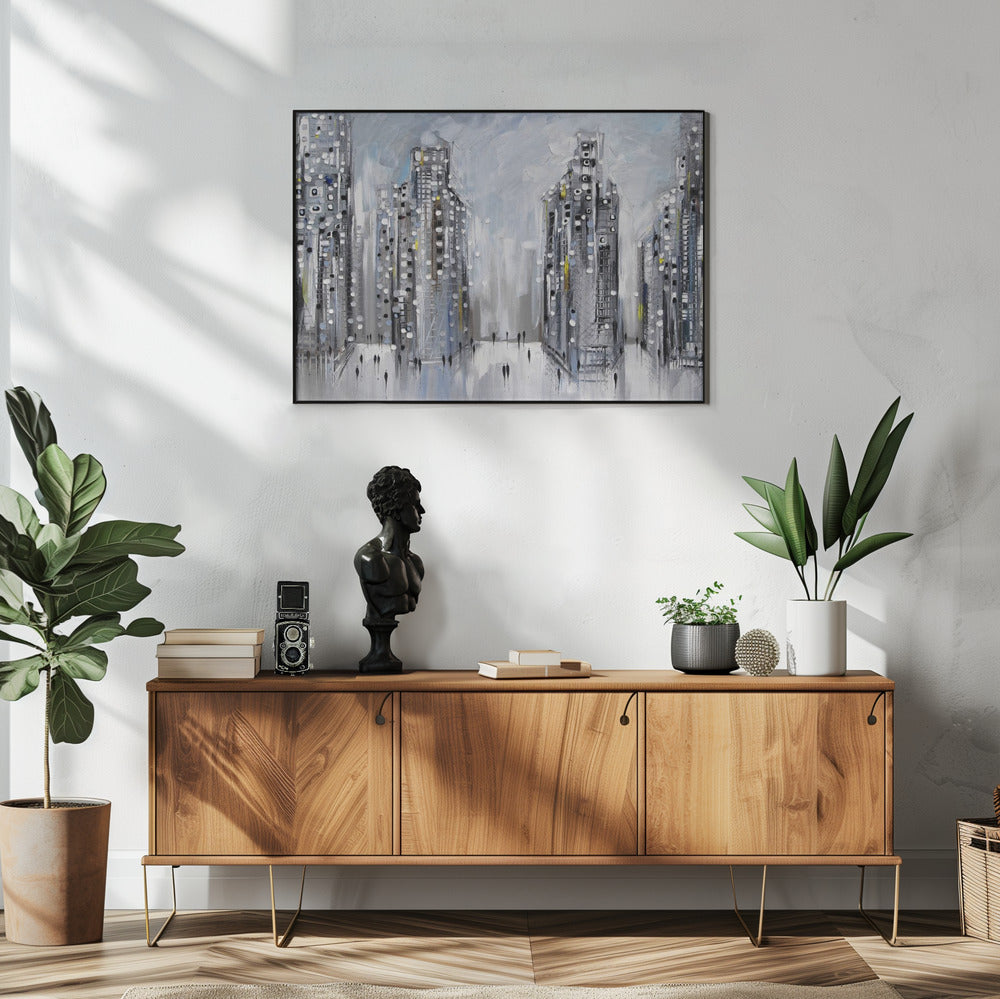 wall-art-print-canvas-poster-framed-City Street Scene , By Ekaterina Ermilkina-2