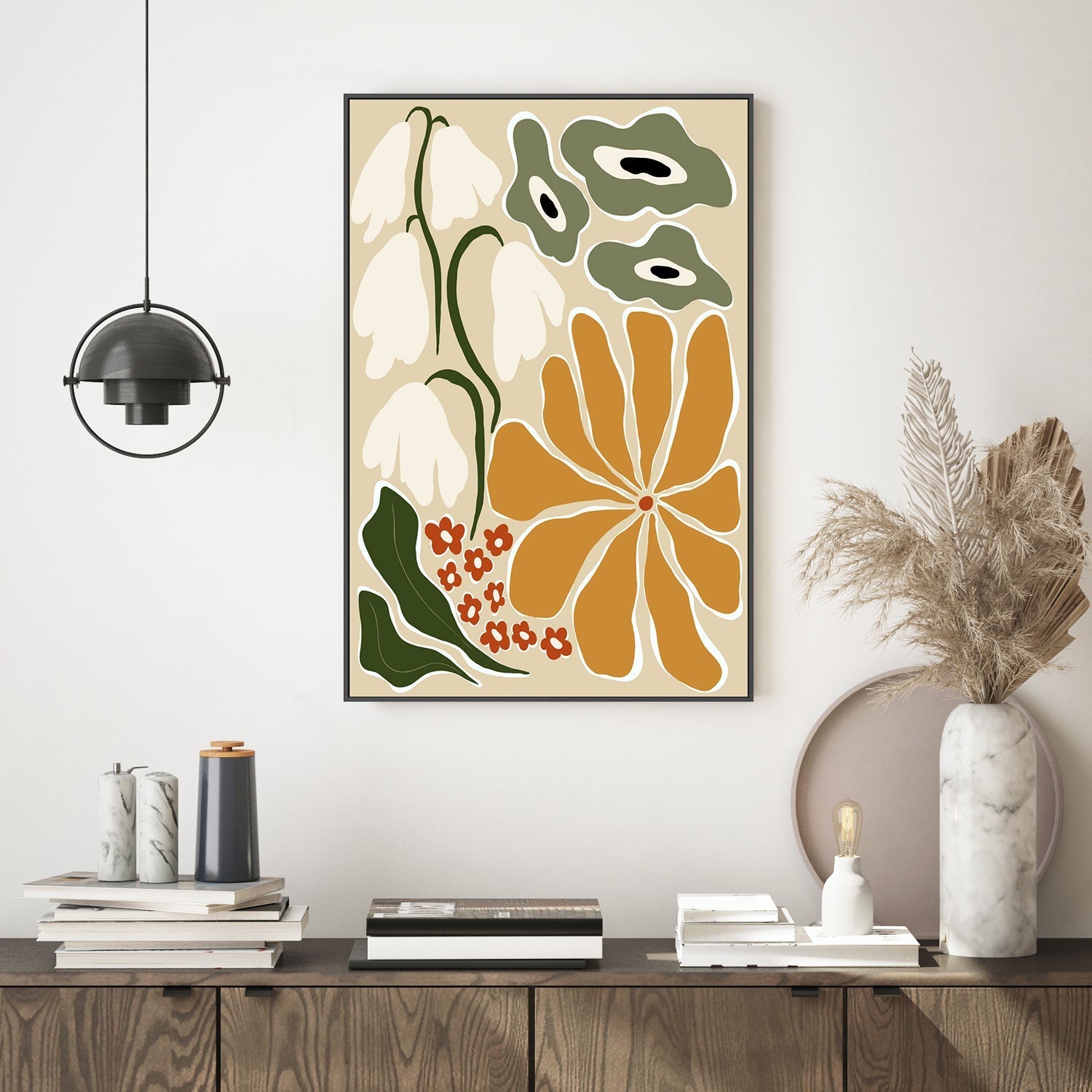 wall-art-print-canvas-poster-framed-Classic Mid Century Florals , By Miho Art Studio , By Miho Art Studio-2