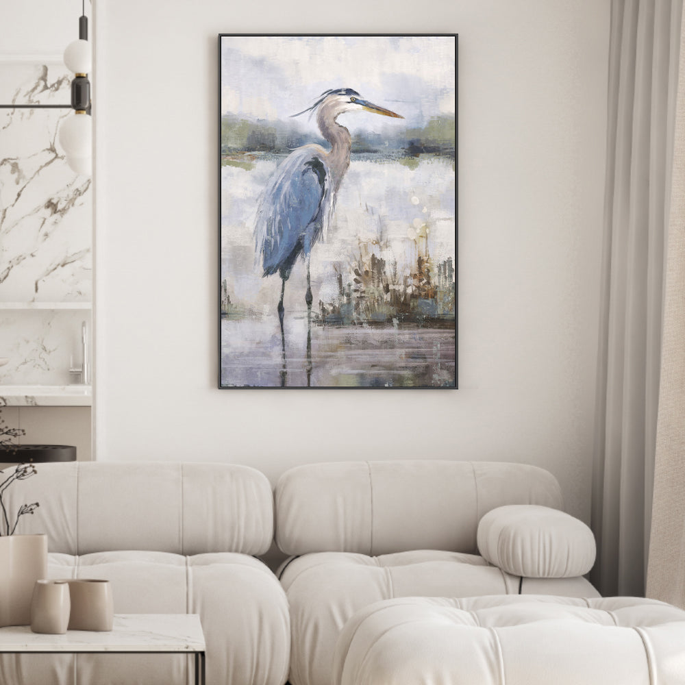 wall-art-print-canvas-poster-framed-Coastal Heron, Style A , By Nina Blue-2