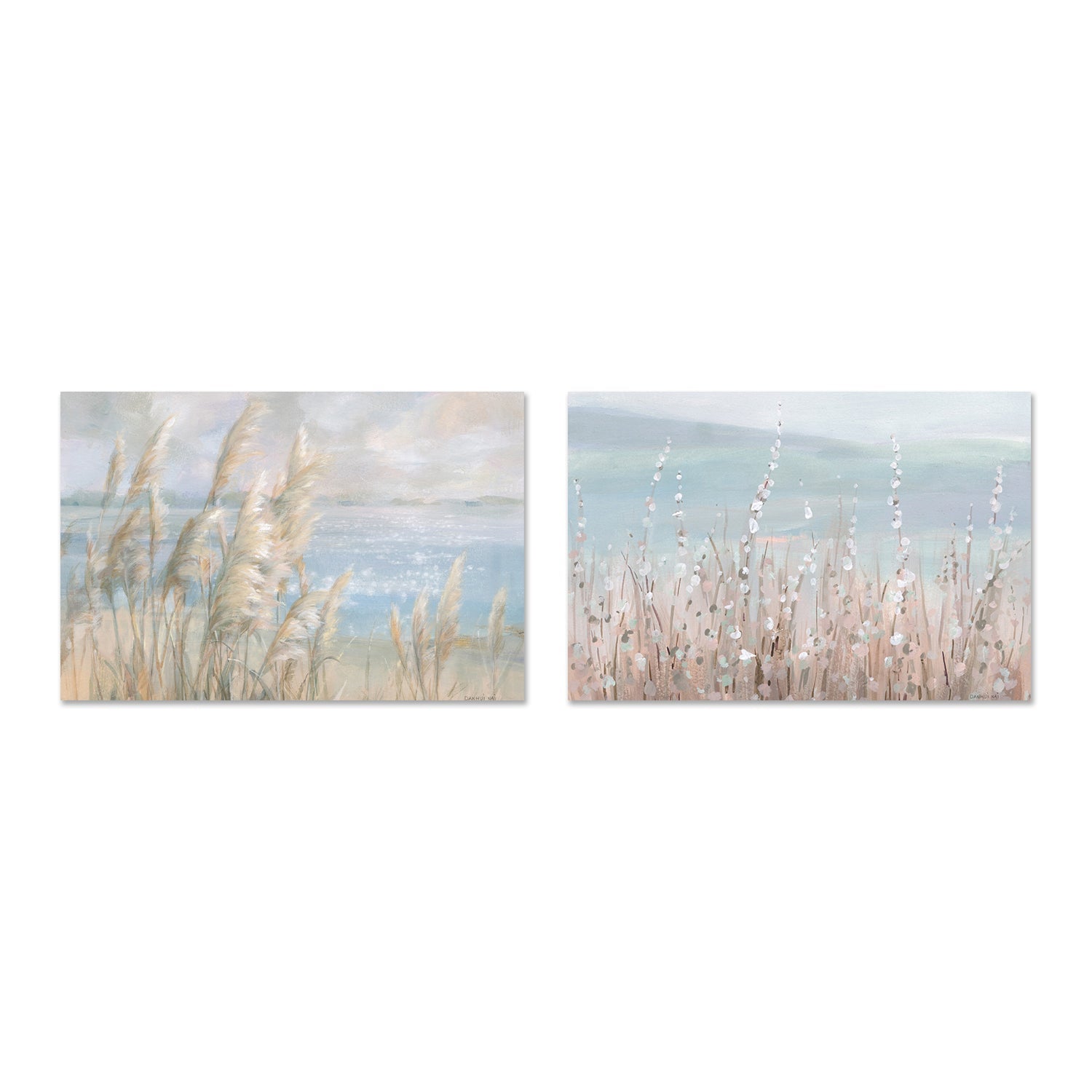 wall-art-print-canvas-poster-framed-Coastal Morning Blooms, Set of 2-by-Danhui Nai-Gioia Wall Art