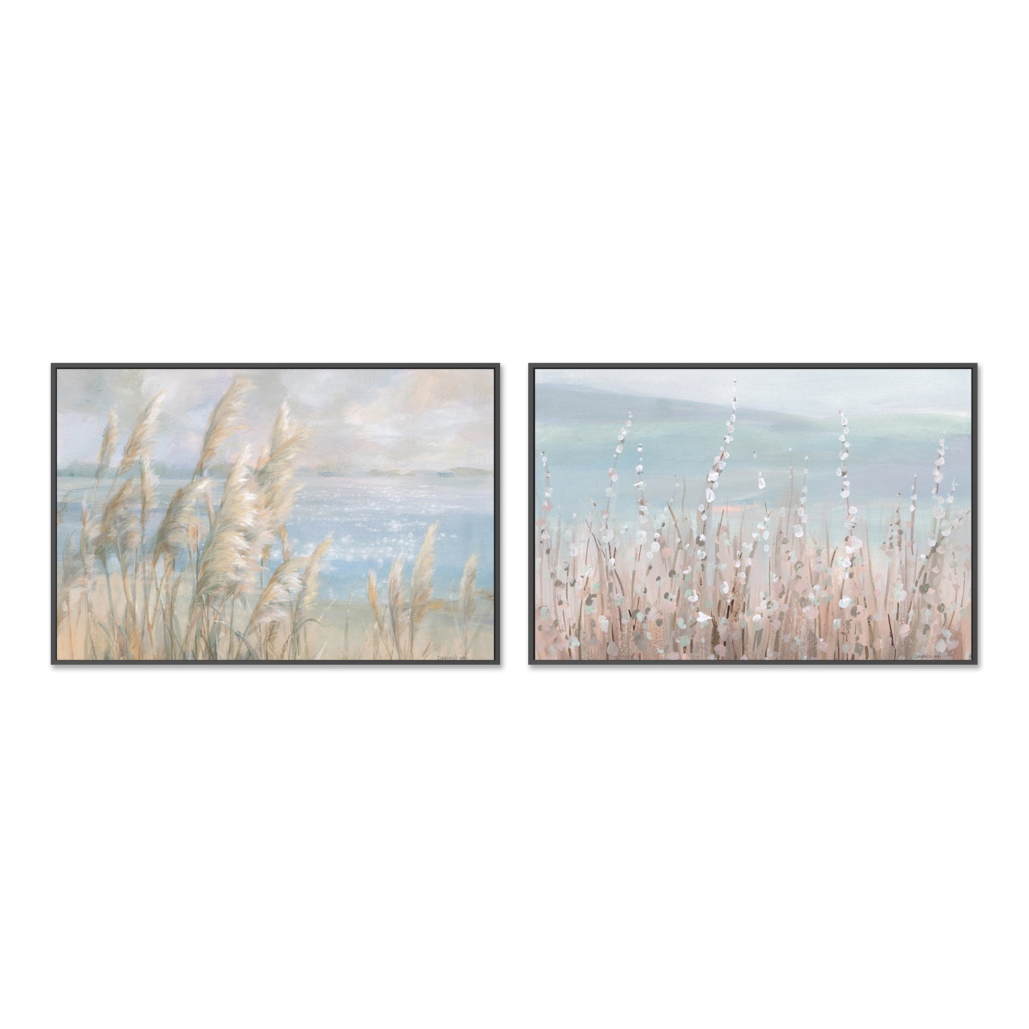 wall-art-print-canvas-poster-framed-Coastal Morning Blooms, Set of 2-by-Danhui Nai-Gioia Wall Art