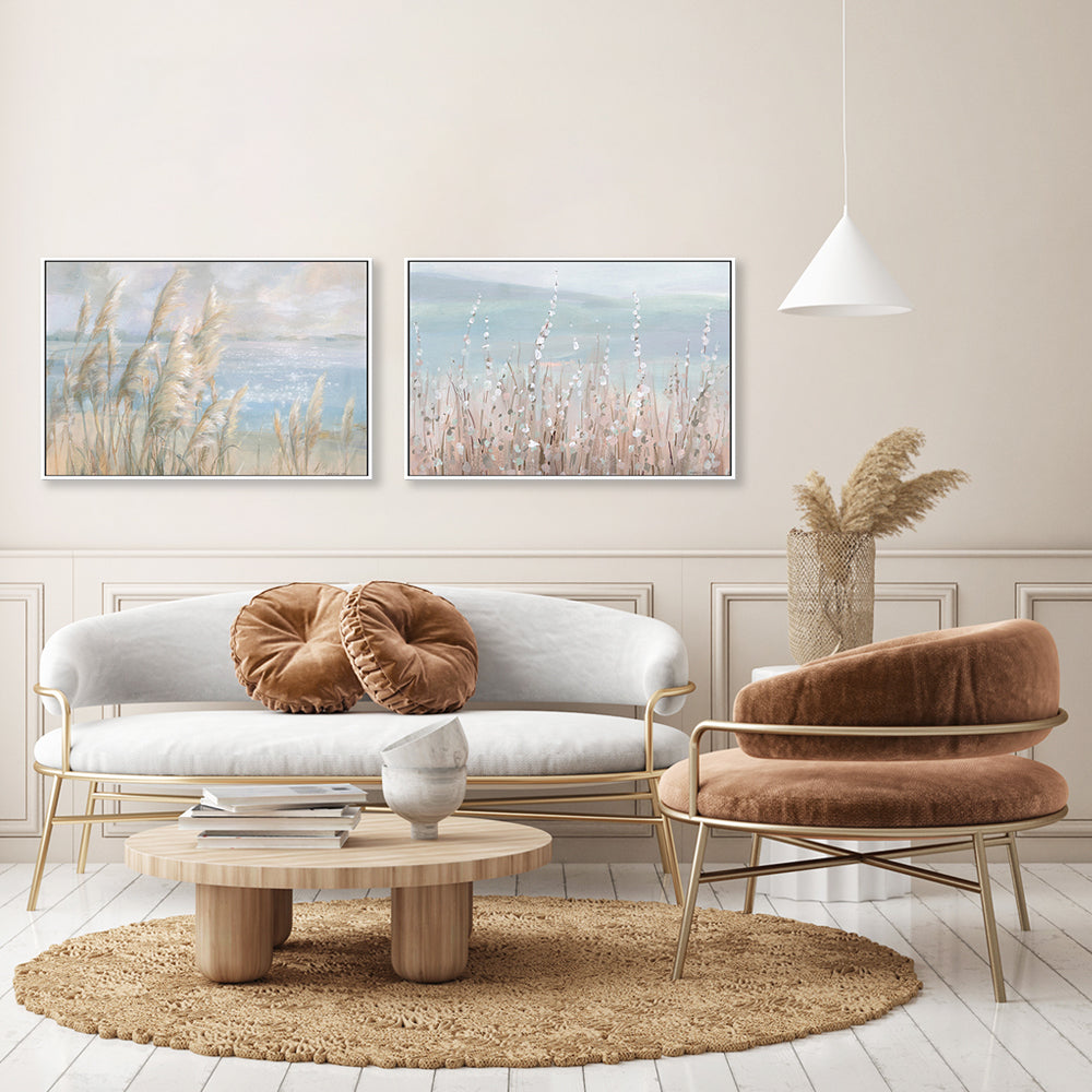 wall-art-print-canvas-poster-framed-Coastal Morning Blooms, Set of 2-by-Danhui Nai-Gioia Wall Art