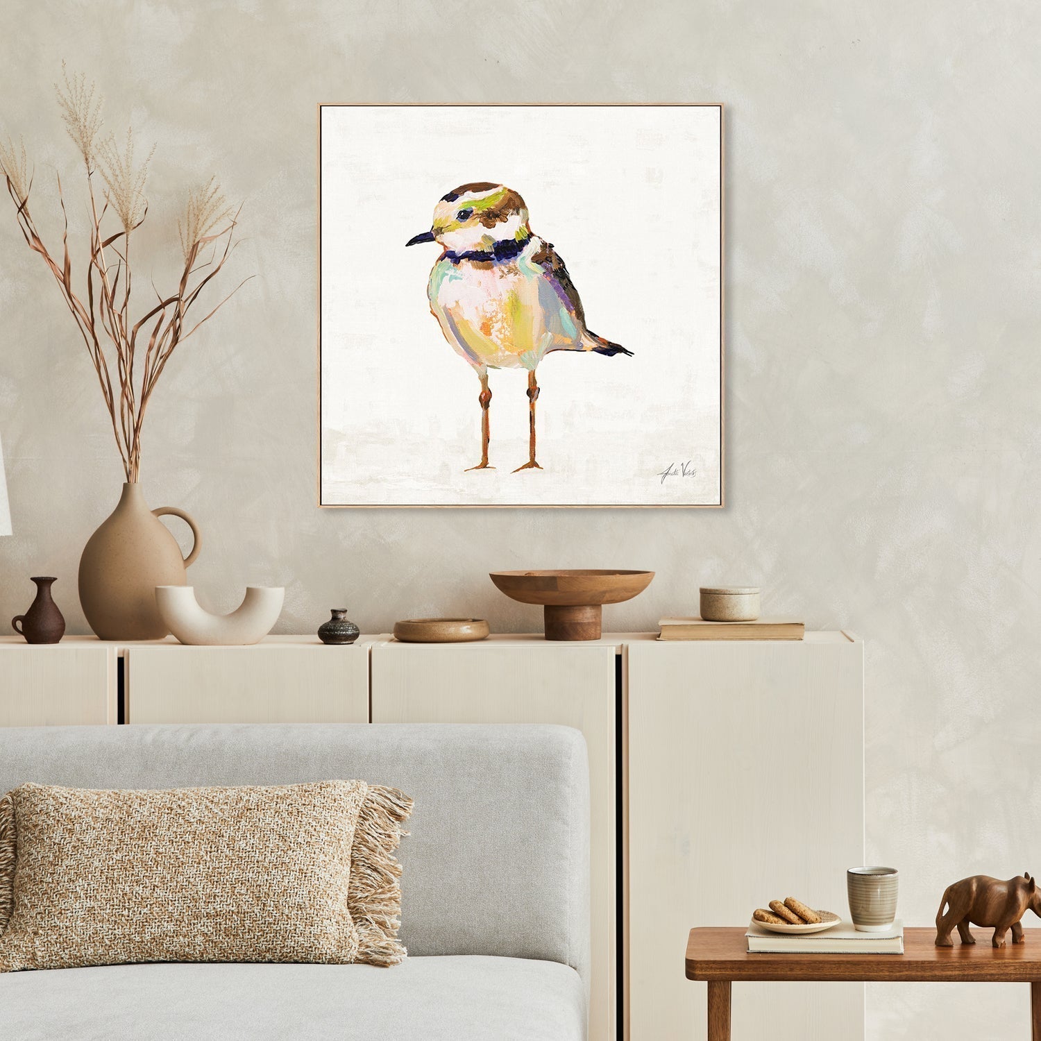 wall-art-print-canvas-poster-framed-Coastal Plover Linen, Style B-by-Jeanette Vertentes-Gioia Wall Art