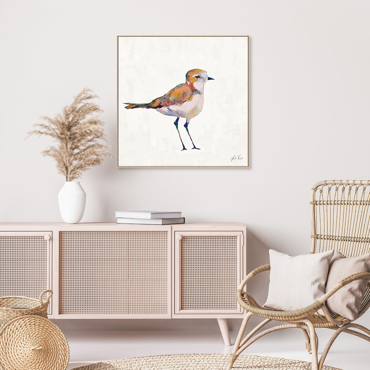 wall-art-print-canvas-poster-framed-Coastal Plover Linen, Style C-by-Jeanette Vertentes-Gioia Wall Art