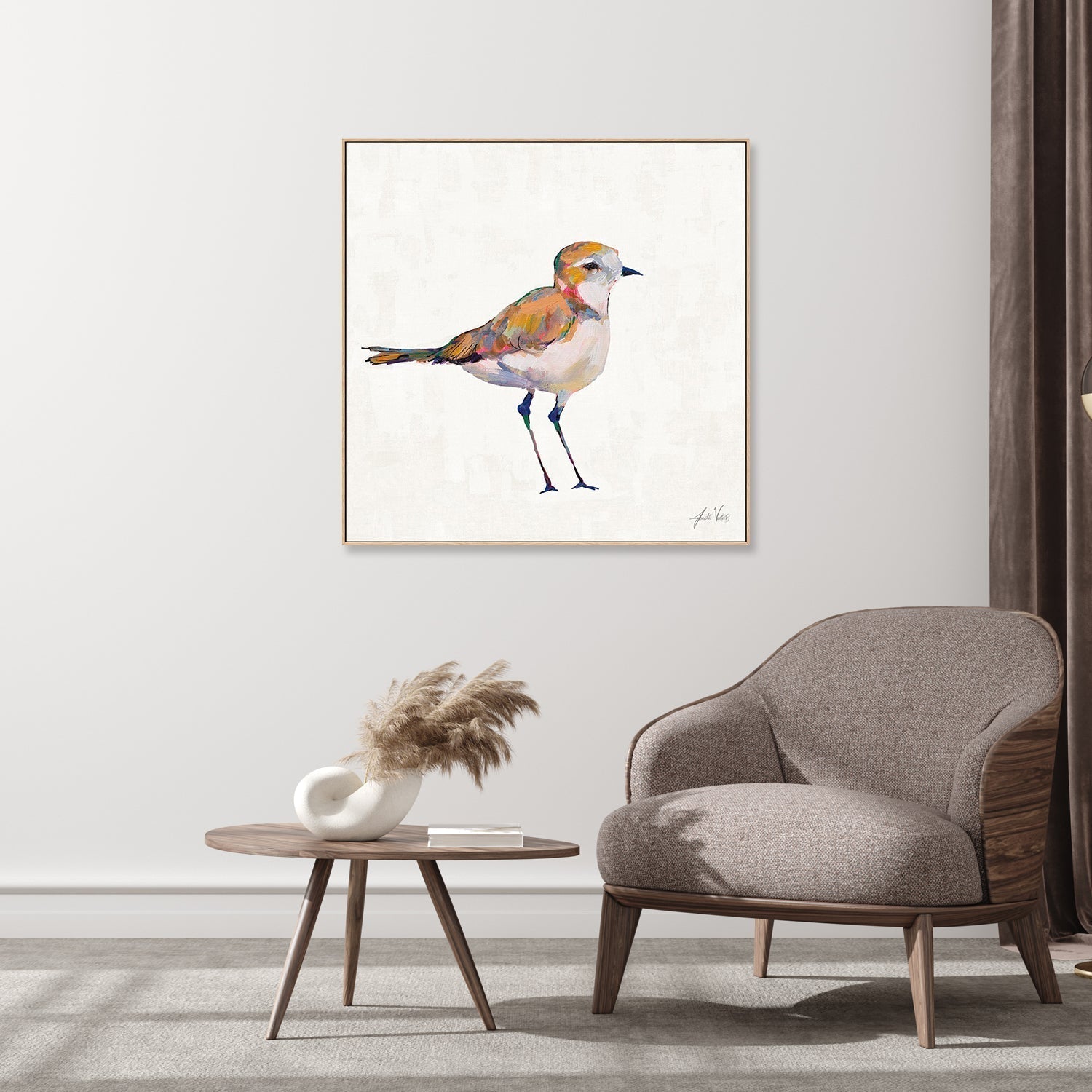 wall-art-print-canvas-poster-framed-Coastal Plover Linen, Style C-by-Jeanette Vertentes-Gioia Wall Art