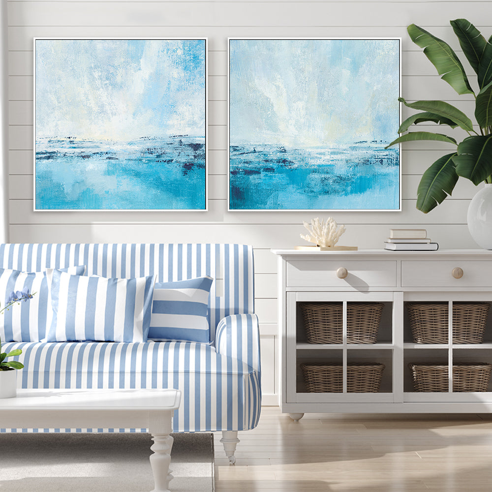 wall-art-print-canvas-poster-framed-Coastal View Aqua, Set Of 2-by-Silvia Vassileva-Gioia Wall Art