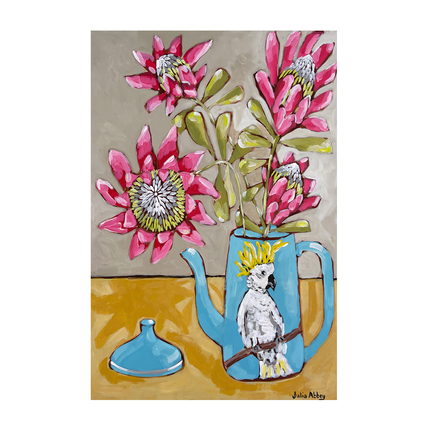 wall-art-print-canvas-poster-framed-Cockatoo Teapot , By Julia Abbey-1