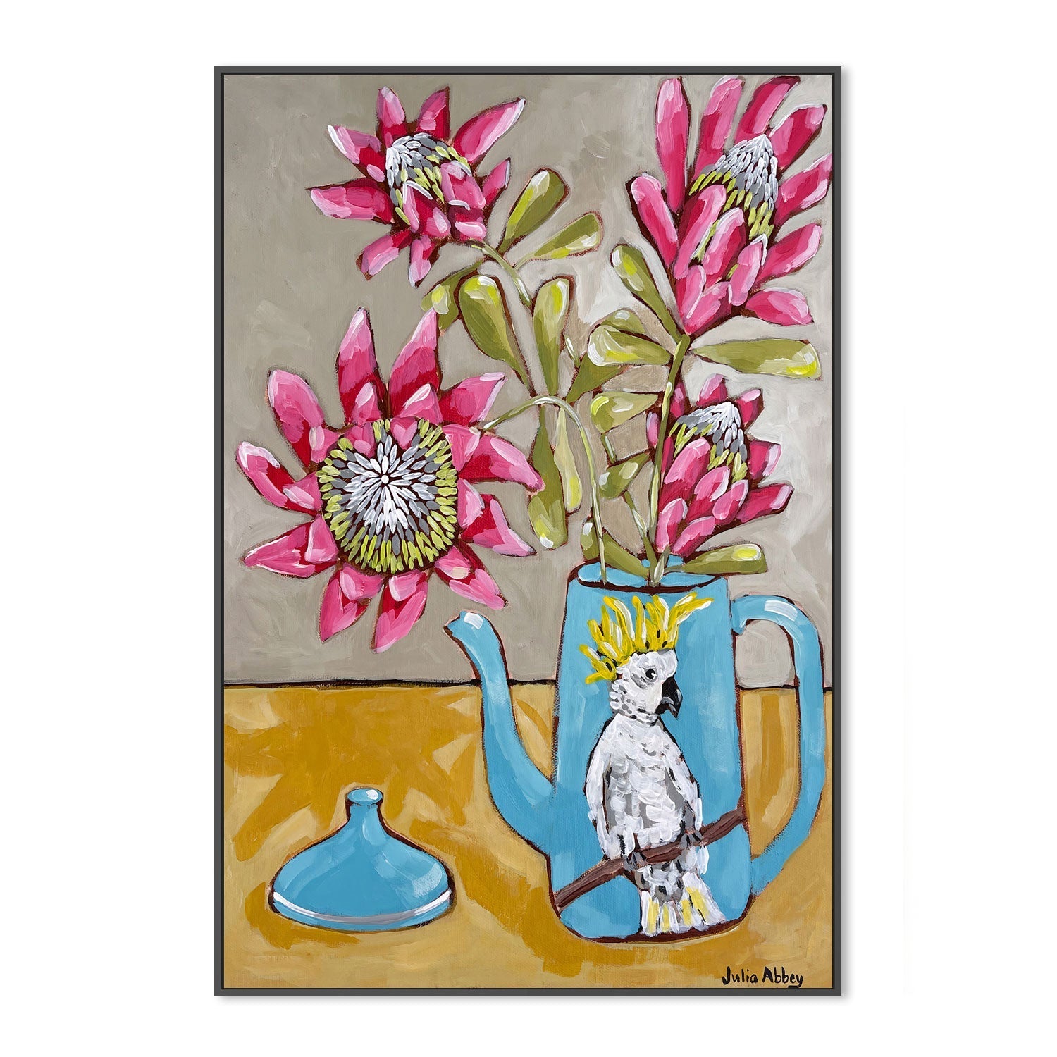 wall-art-print-canvas-poster-framed-Cockatoo Teapot , By Julia Abbey-3