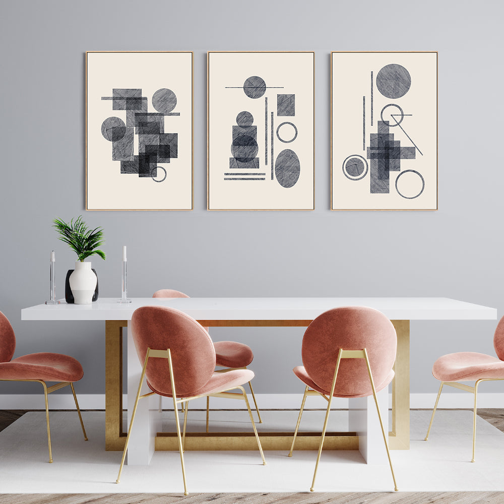 wall-art-print-canvas-poster-framed-Collage Forms, Style A, B & C, Set of 3 , By Danushka Abeygoda-GIOIA-WALL-ART