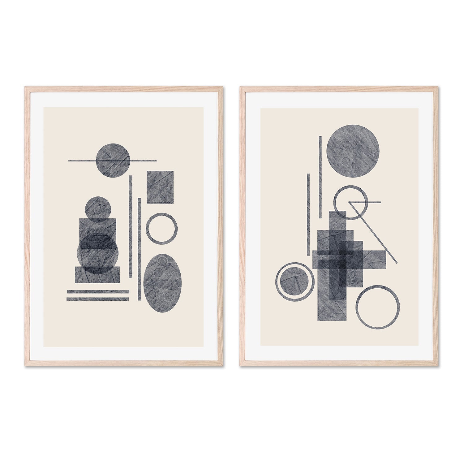 wall-art-print-canvas-poster-framed-Collage Forms, Style B & C, Set Of 2 , By Danushka Abeygoda-GIOIA-WALL-ART