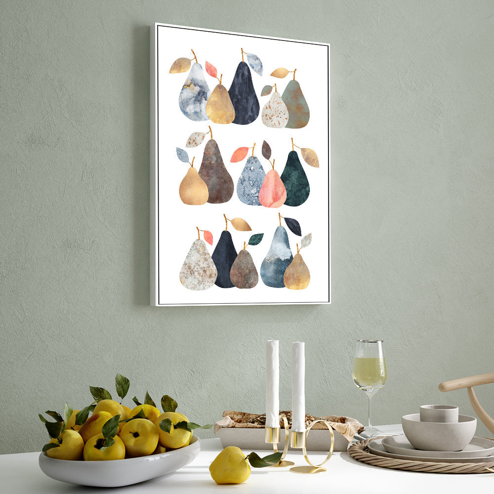 wall-art-print-canvas-poster-framed-Coloured and Textured Pears-GIOIA-WALL-ART