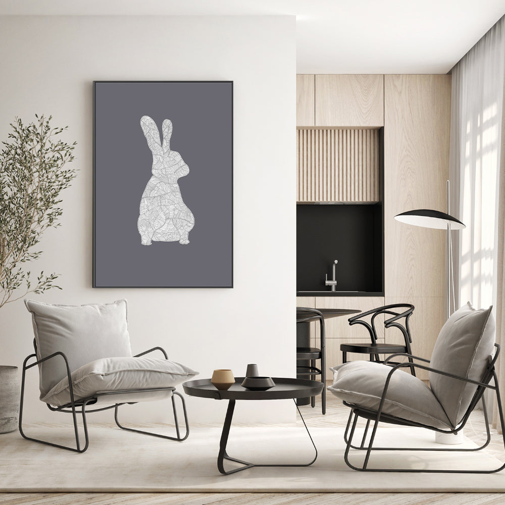 wall-art-print-canvas-poster-framed-Cool Grey Rabbit, Style A , By Danushka Abeygoda-GIOIA-WALL-ART