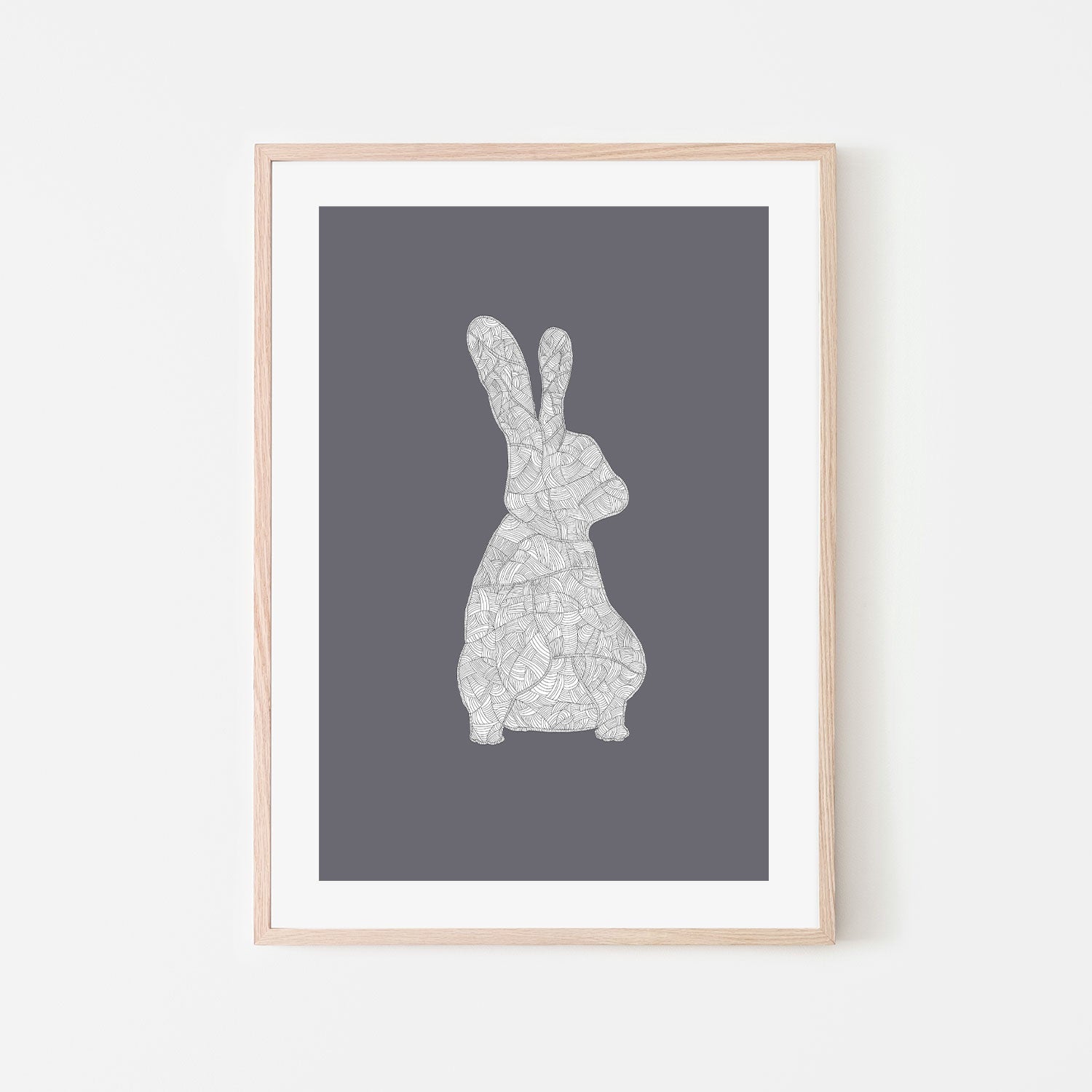 wall-art-print-canvas-poster-framed-Cool Grey Rabbit, Style A , By Danushka Abeygoda-GIOIA-WALL-ART