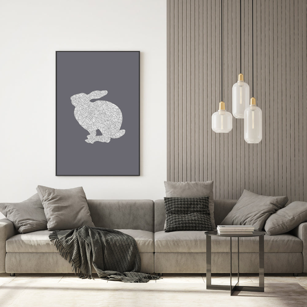 wall-art-print-canvas-poster-framed-Cool Grey Rabbit, Style B , By Danushka Abeygoda-GIOIA-WALL-ART