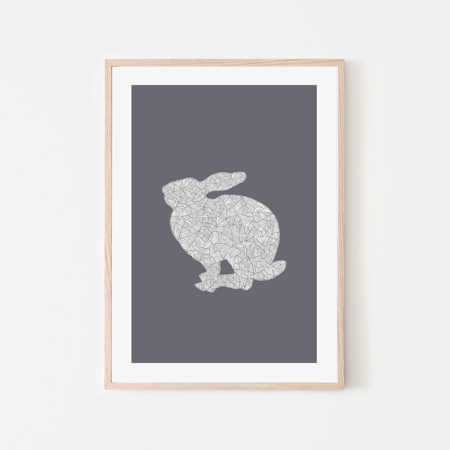 wall-art-print-canvas-poster-framed-Cool Grey Rabbit, Style B , By Danushka Abeygoda-GIOIA-WALL-ART